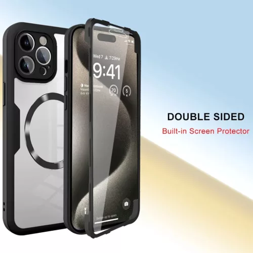 Techsuit - ColorVerse 360 MagSafe Széria + Képernyővédő - iPhone 16 Pro - Rózsaszín tok