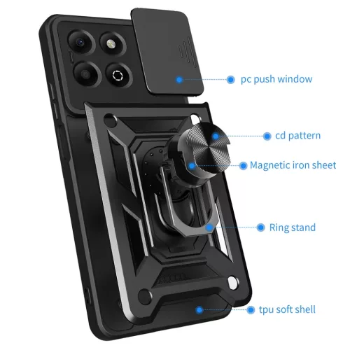 Techsuit - CamShield Sorozat - Honor X6b - Fekete tok