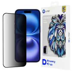 Lito - D+ Pro Adatvédelem - iPhone 16 - Fekete üvegfólia