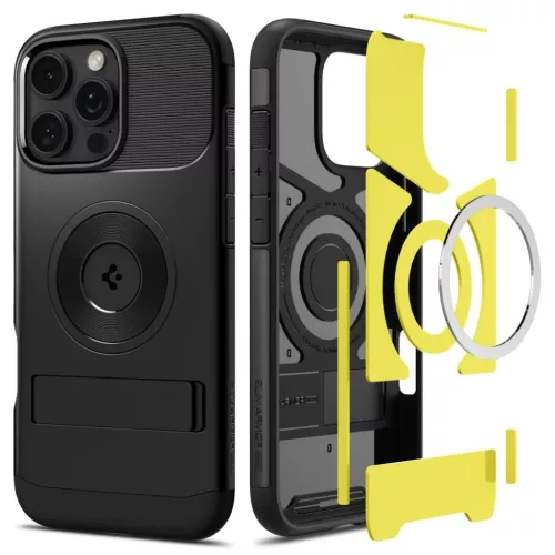iPhone 16 Pro fekete Spigen Slim Armor MagSafe tok