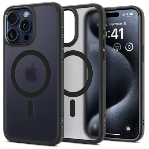 iPhone 16 Pro SPIGEN Ultra Hybrid Mag tok, kompatibilis a MagSafe-fel, fagyos fekete
