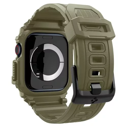 Apple Watch 10/11 (46 mm) Vintage Khaki SPIGEN Rugged Armor "Pro" tok, szíj