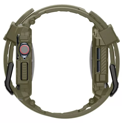 Apple Watch 10/11 (46 mm) Vintage Khaki SPIGEN Rugged Armor "Pro" tok, szíj