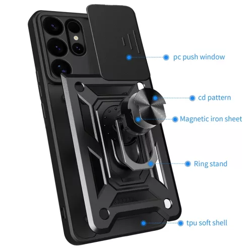 Techsuit - CamShield Sorozat - Samsung Galaxy S25 Ultra - Fekete tok
