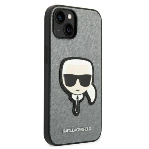 iPhone 14 Plus Karl Lagerfeld Saffiano Karl's Head tok ezüst (KLHCP14MSAPKHG)