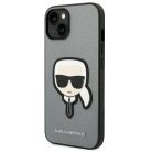 iPhone 14 Plus Karl Lagerfeld Saffiano Karl's Head tok ezüst (KLHCP14MSAPKHG)