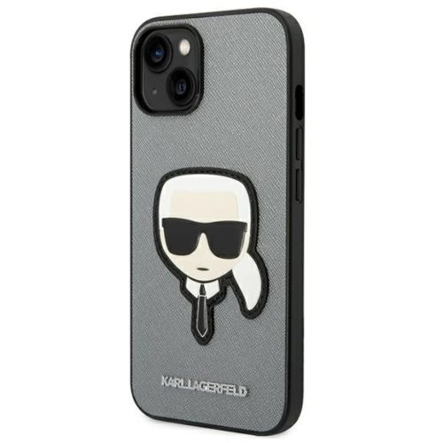 iPhone 14 Plus Karl Lagerfeld Saffiano Karl's Head tok ezüst (KLHCP14MSAPKHG)