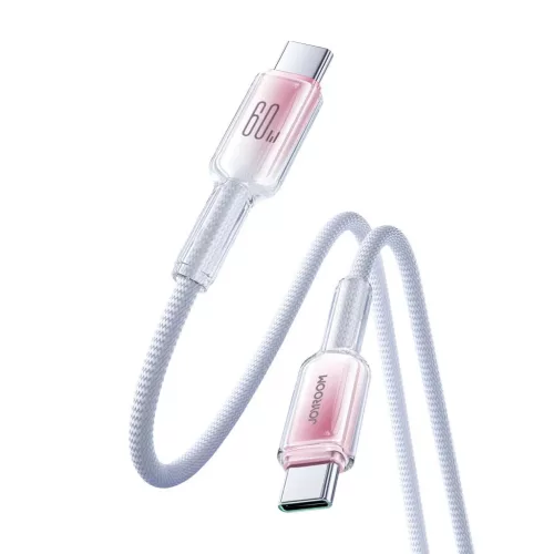 Joyroom S-A42 Crystal-Clear Sorozat 60W USB-C - USB-C kábel 1.2m - fehér