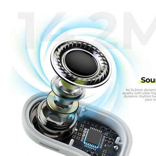 Havit Wireless Earbuds (OWS915) - Mikrofonos, Bluetooth 5.4, TWS, ENC, IPX5, USB-C, 1000mAh, Havit Life App - Szürke