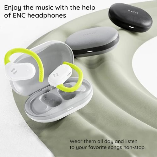 Havit Wireless Earbuds (OWS915) - Mikrofonos, Bluetooth 5.4, TWS, ENC, IPX5, USB-C, 1000mAh, Havit Life App - Szürke