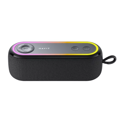 Havit SK810BT Vezeték nélküli hangszóró - USB-C, Bluetooth 5.3, TWS, TF, USB, FM, AUX, Kihangosító hívás, RGB, IPX5, 2400mAh - Fekete