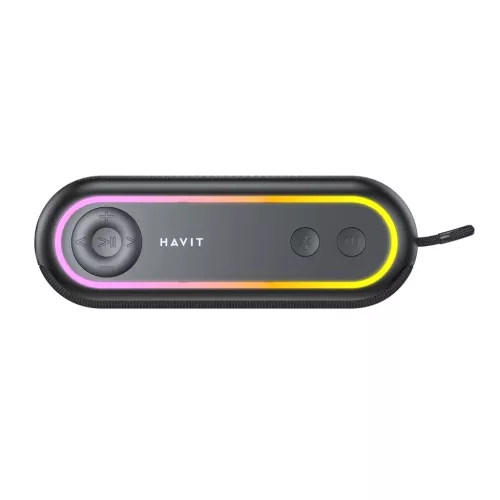 Havit SK810BT Vezeték nélküli hangszóró - USB-C, Bluetooth 5.3, TWS, TF, USB, FM, AUX, Kihangosító hívás, RGB, IPX5, 2400mAh - Fekete