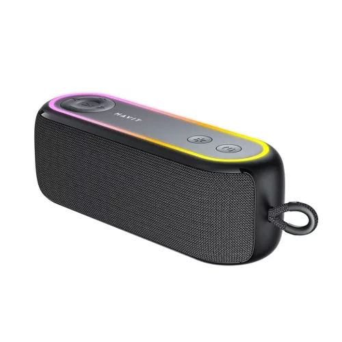 Havit SK810BT Vezeték nélküli hangszóró - USB-C, Bluetooth 5.3, TWS, TF, USB, FM, AUX, Kihangosító hívás, RGB, IPX5, 2400mAh - Fekete