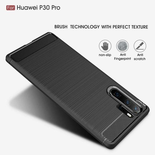 Techsuit - Carbon Szilikon - Huawei P30 Pro / P30 Pro New Edition - Fekete tok