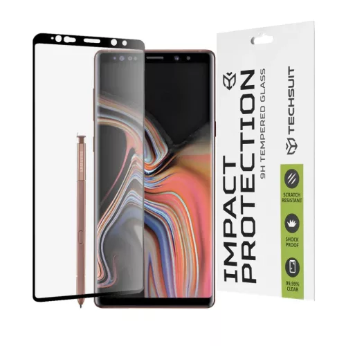 Techsuit - 111D Teljes Borítású / Teljes Ragasztású Üveg / 3D Ívelt Képernyő - Samsung Galaxy Note 9 - Fekete üvegfólia