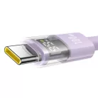Baseus - Data Cable Display 2 (P10382701511-01) - Gyors töltés, USB Type-C, Digitális kijelző, 100W, 2m - Ködös lila
