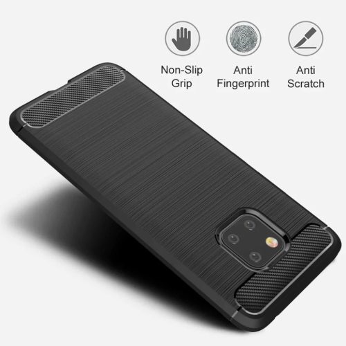 Techsuit - Szénszálas szilikon tok - Huawei Mate 20 Pro - Fekete