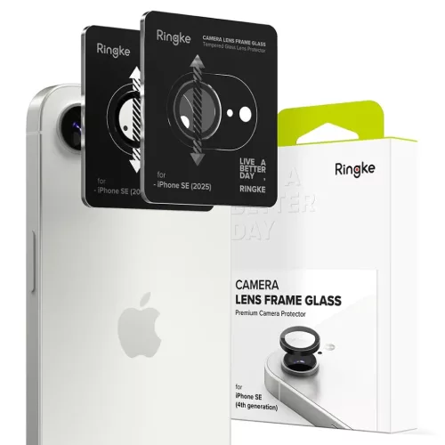 Ringke Kamera Keretvédő 2 csomag iPhone 16e/17e  fekete üvegfólia