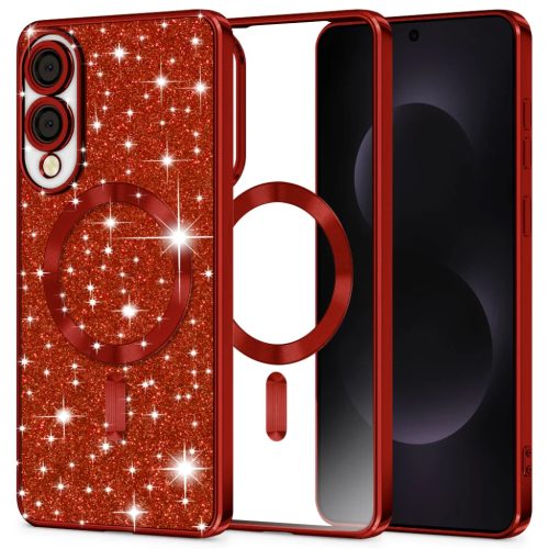 Techsuit - Luxus csillogó MagSafe - Samsung Galaxy S25 Edge - Piros tok