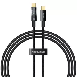   Baseus - Adatkábellel Felfedező (P10319704111-00) - Type-C, Gyors töltés, 100W, Automatikus leállítással, Nejlon, 2m - Fürt Fekete