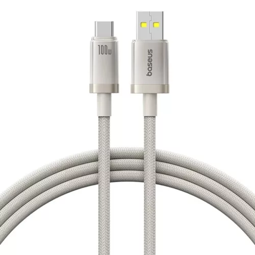 Baseus - Titán adatkábel (P10378102G21-02) - USB Type-C 100W, gyors töltés, 480 Mbps, nejlon, 2m - Ezüst