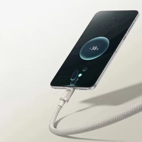 Baseus - Titán adatkábel (P10378102G21-02) - USB Type-C 100W, gyors töltés, 480 Mbps, nejlon, 2m - Ezüst