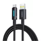 Baseus Lit gomb-vezérléses gyorstöltő adatkábel USB-A to USB-C 100W 1m kozmikus fekete