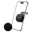 Techsuit - Autós tartó AirGrip (S8) - Vízesés alakú, mágneses N52 biztonságos fogás, légbeömlőre, szorítós fogással - Fekete / Ezüst