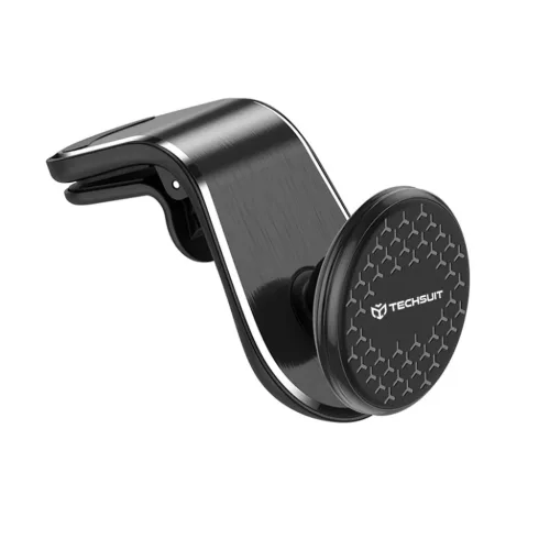Techsuit - Autós tartó AirGrip (S8) - Vízesés alakú, mágneses N52 biztonságos fogás, légbeömlőre, szorítós fogással - Fekete / Ezüst