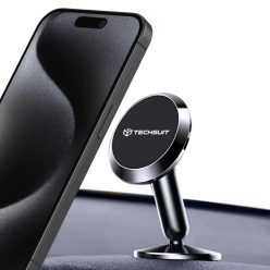   Techsuit - TinyGrip autós tartó (S11) - Univerzális mágneses mobiltartó, fémlemezzel, erős mágnessel, 3M ragasztóval - Fekete