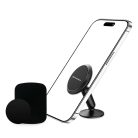 Techsuit - TinyGrip autós tartó (S11) - Univerzális mágneses mobiltartó, fémlemezzel, erős mágnessel, 3M ragasztóval - Fekete