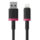 Baseus - Dura sorozat adatkábel (P10377801U01-03) - USB Lightning csatlakozó, Gyors töltés, 2.4A, 480Mbps, Nejlon, 2 m - Piros / Fekete