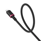 Baseus - Dura sorozat adatkábel (P10377801U01-03) - USB Lightning csatlakozó, Gyors töltés, 2.4A, 480Mbps, Nejlon, 2 m - Piros / Fekete