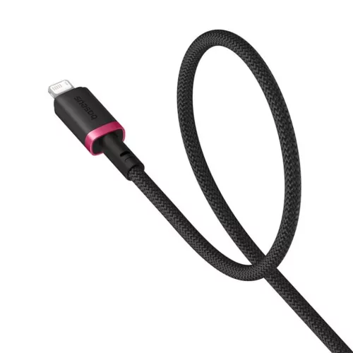 Baseus - Dura sorozat adatkábel (P10377801U01-03) - USB Lightning csatlakozó, Gyors töltés, 2.4A, 480Mbps, Nejlon, 2 m - Piros / Fekete