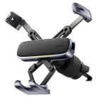 Baseus - Autós tartó (C40483401813-00) - Telefonhoz/Tablethez, bőr hatású borítás, kihúzható karok, automatikus rögzítés - Fekete Ezüst