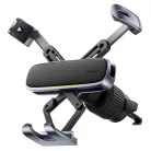 Baseus - Autós tartó (C40483401813-00) - Telefonhoz/Tablethez, bőr hatású borítás, kihúzható karok, automatikus rögzítés - Fekete Ezüst