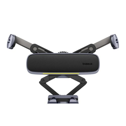 Baseus - Autós tartó (C40483401813-00) - Telefonhoz/Tablethez, bőr hatású borítás, kihúzható karok, automatikus rögzítés - Fekete Ezüst