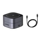 Qi indukciós töltő 2 az 1-ben iPhone és AirPods készülékekhez, Ugreen W256, 20W (fekete) + USB-C - USB-C kábel 1m