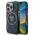 iPhone 16 Pro Fekete Guess IML 4G Glitter és Háromszög Logo MagSafe tok