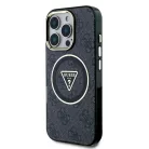 iPhone 16 Pro Fekete Guess IML 4G Glitter és Háromszög Logo MagSafe tok