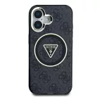 iPhone 16 Fekete Guess IML 4G Glitter és Triangle Logo MagSafe tok