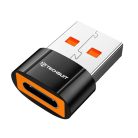 Telefonhoz való OTG Adapter - Techsuit HyperPort (A7) - Type-C Női csatlakozó USB3.0 Férfi csatlakozóra, 5Gbps, 10A Átalakító - Fekete / Narancssárga.