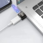 Telefonhoz való OTG Adapter - Techsuit HyperPort (A7) - Type-C Női csatlakozó USB3.0 Férfi csatlakozóra, 5Gbps, 10A Átalakító - Fekete / Narancssárga.