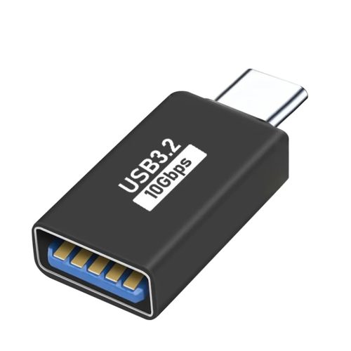 Techsuit - OTG Adapter AluCoreX (A14) - USB-ről Type-C-re, 10 Gbps, Plug and Play, Alumínium ötvözet, Gyors adatátvitel - Fekete