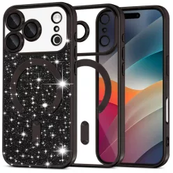 iPhone 17 Pro Fekete Techsuit Luxury Glitter MagSafe tok