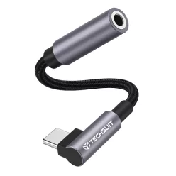   Techsuit - Prémium Kábel Adapter MusicDoX (AC7) - Lightning 3.5 mm Jackhez, Hi-Fi Hangzás, 3A, ABS, 0.1m - Szürke