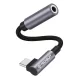 Techsuit - Prémium Kábel Adapter MusicDoX (AC7) - Lightning 3.5 mm Jackhez, Hi-Fi Hangzás, 3A, ABS, 0.1m - Szürke