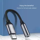 Techsuit - Premium Kábel Adapter MusicDoX (AC8) - 3,5 mm-es jack, Hi-Fi Hangzás, 3A, ABS, 0,1 m - Szürke