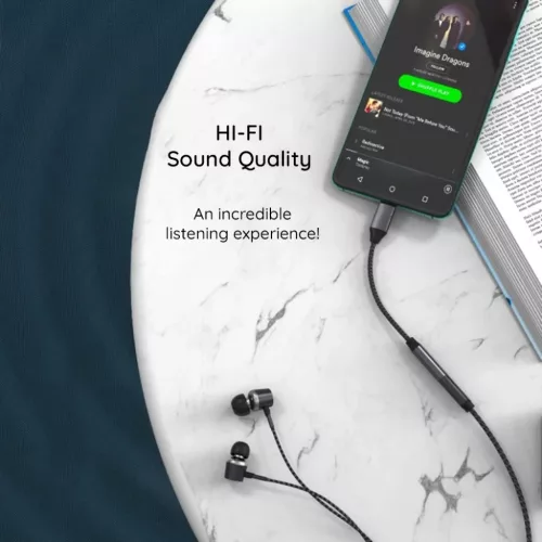 Techsuit - Premium Kábel Adapter MusicDoX (AC8) - 3,5 mm-es jack, Hi-Fi Hangzás, 3A, ABS, 0,1 m - Szürke