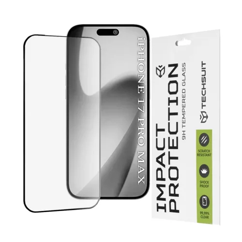 Apple iPhone 17 Pro Max Fekete Techsuit 111D Teljes Borítású / Teljes Ragasztású üvegfólia